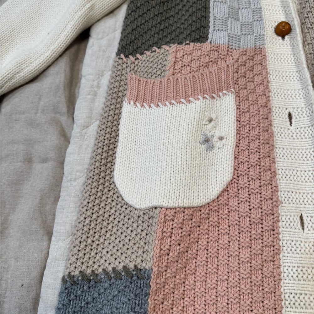 LoveschackFancy Franco Cardigan in morning dew, Multicolor Patchwork Cardigan - Picture 7 of 14